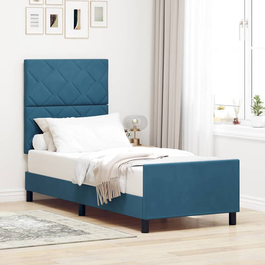 Boxspringbed met hoofdeinde Donkerblauw 80 x 200 cm Fluweel