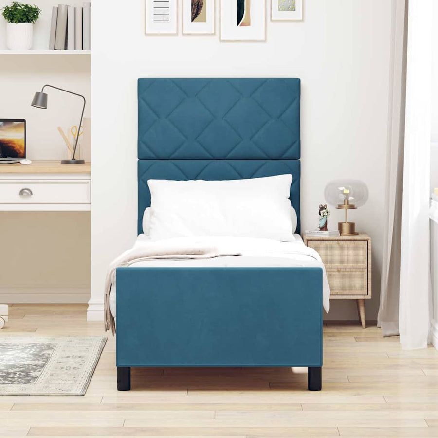 Boxspringbed met hoofdeinde Donkerblauw 80 x 200 cm Fluweel