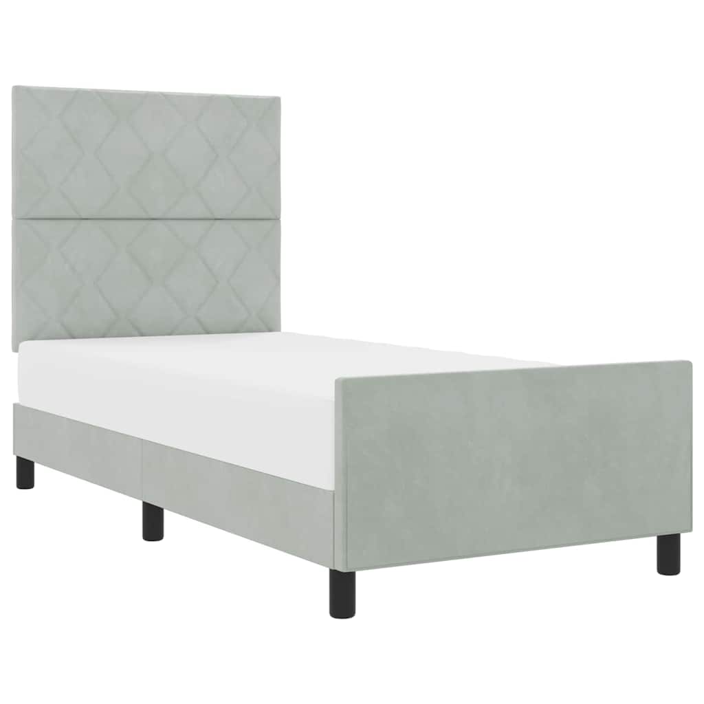 Boxspringbed met hoofdeinde Lichtgrijs 90 x 190 cm Fluweel