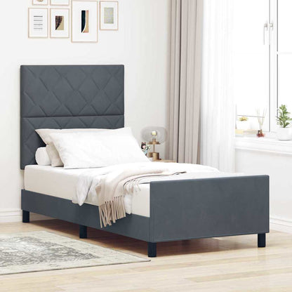 Boxspringbed met hoofdeinde Donkergrijs 90 x 190 cm Fluweel