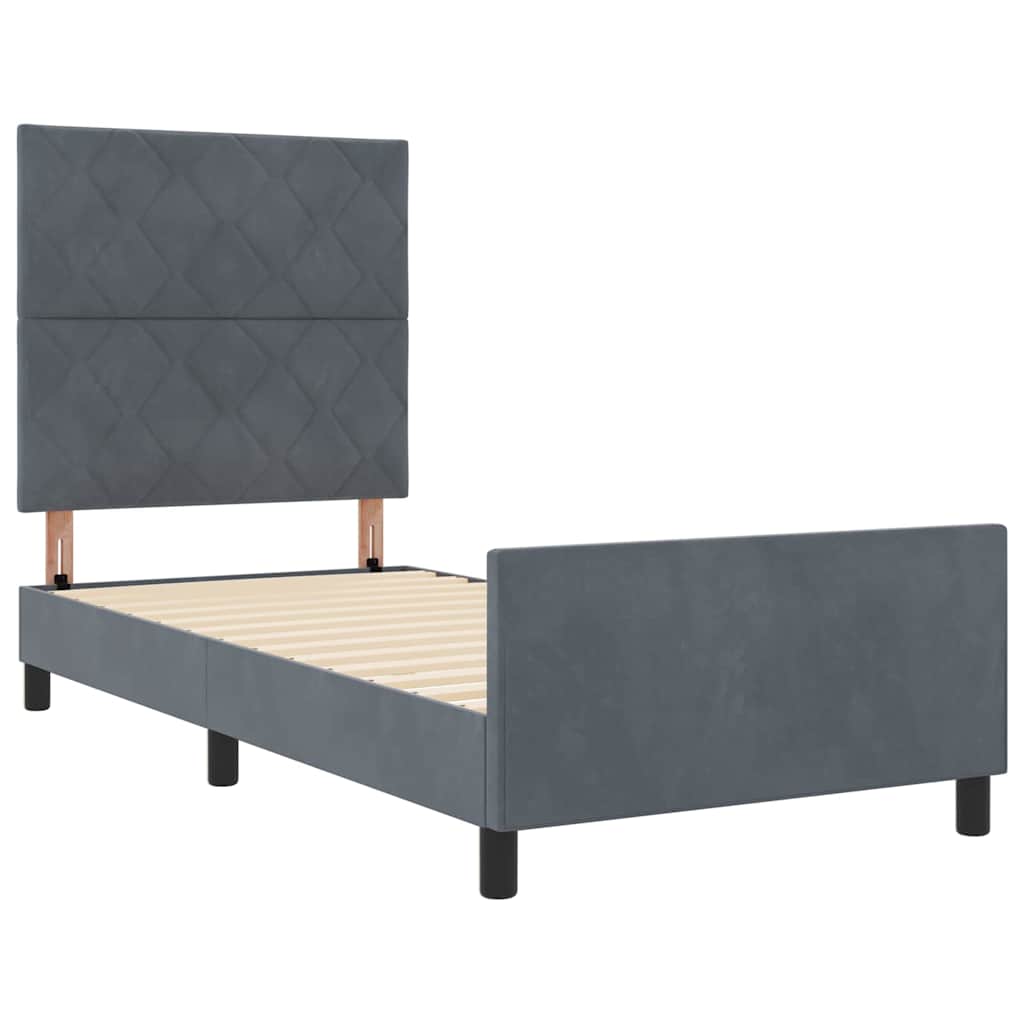 Boxspringbed met hoofdeinde Donkergrijs 90 x 190 cm Fluweel