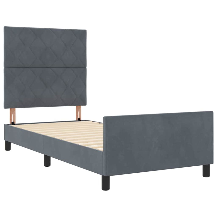 Boxspringbed met hoofdeinde Donkergrijs 90 x 190 cm Fluweel