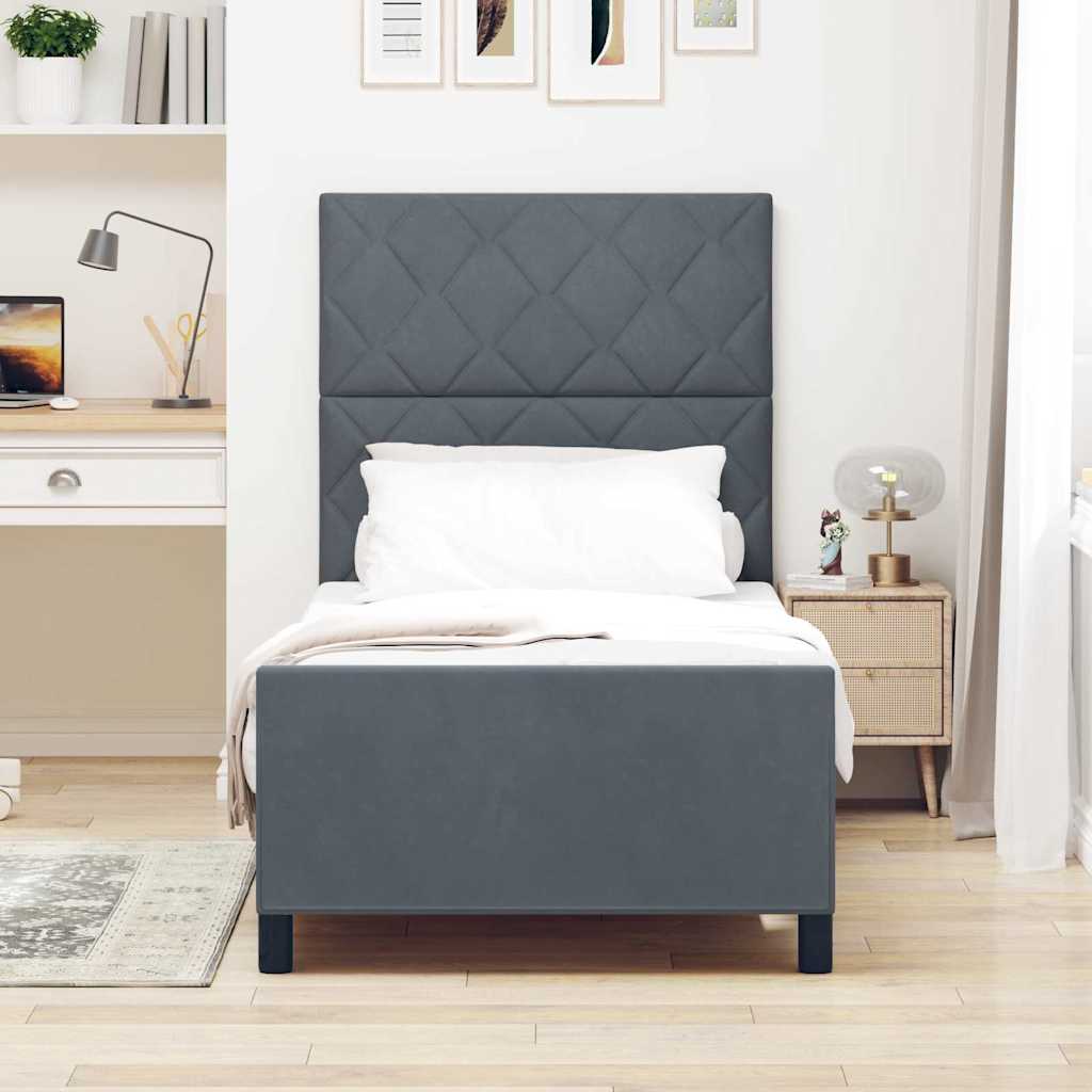 Bedframe met hoofdeinde Donkergrijs 90 x 200 cm Fluweel