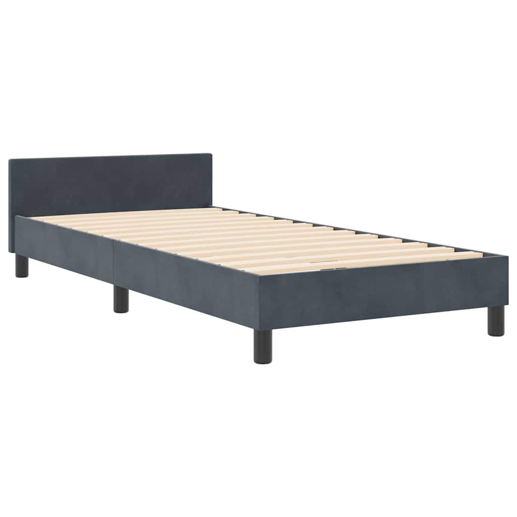 Bedframe met hoofdeinde Donkergrijs 90 x 200 cm Fluweel