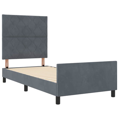 Bedframe met hoofdeinde Donkergrijs 90 x 200 cm Fluweel