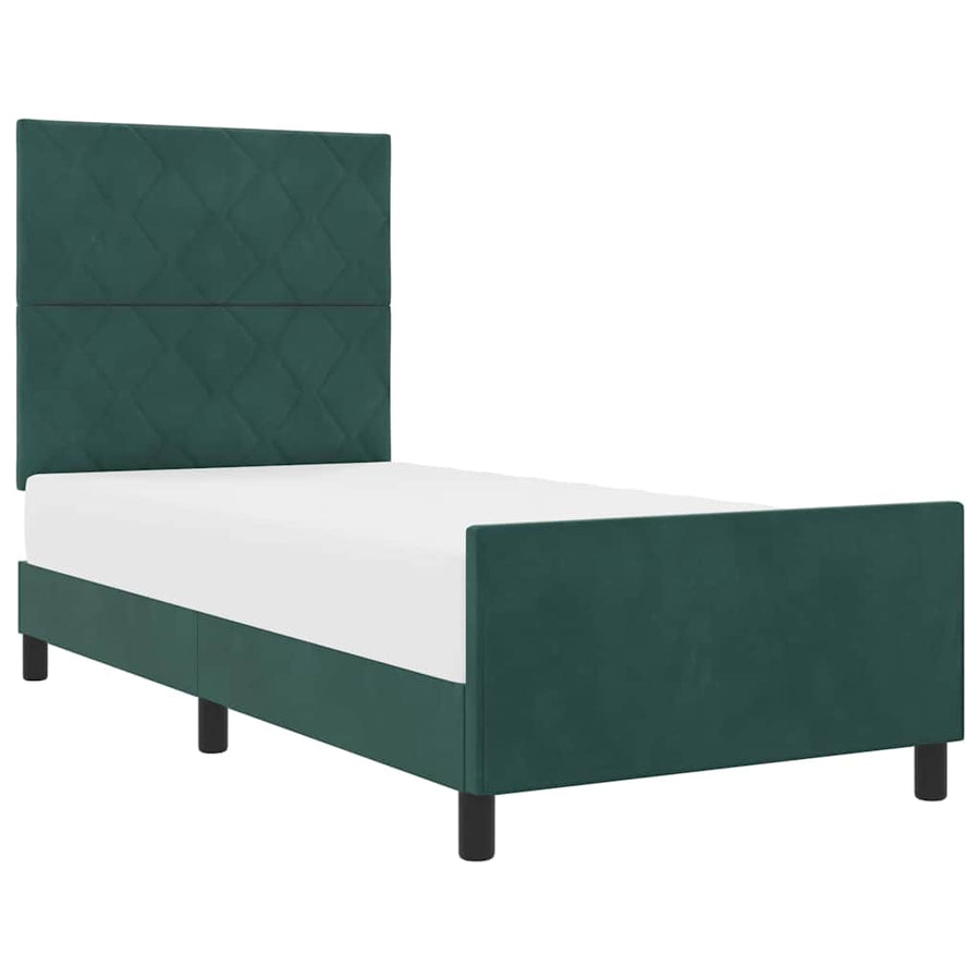 Boxspringbed met hoofdeinde Donkergroen 90 x 200 cm Fluweel