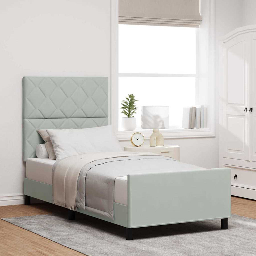 Boxspringbed met hoofdeinde Lichtgrijs 100 x 200 cm Fluweel