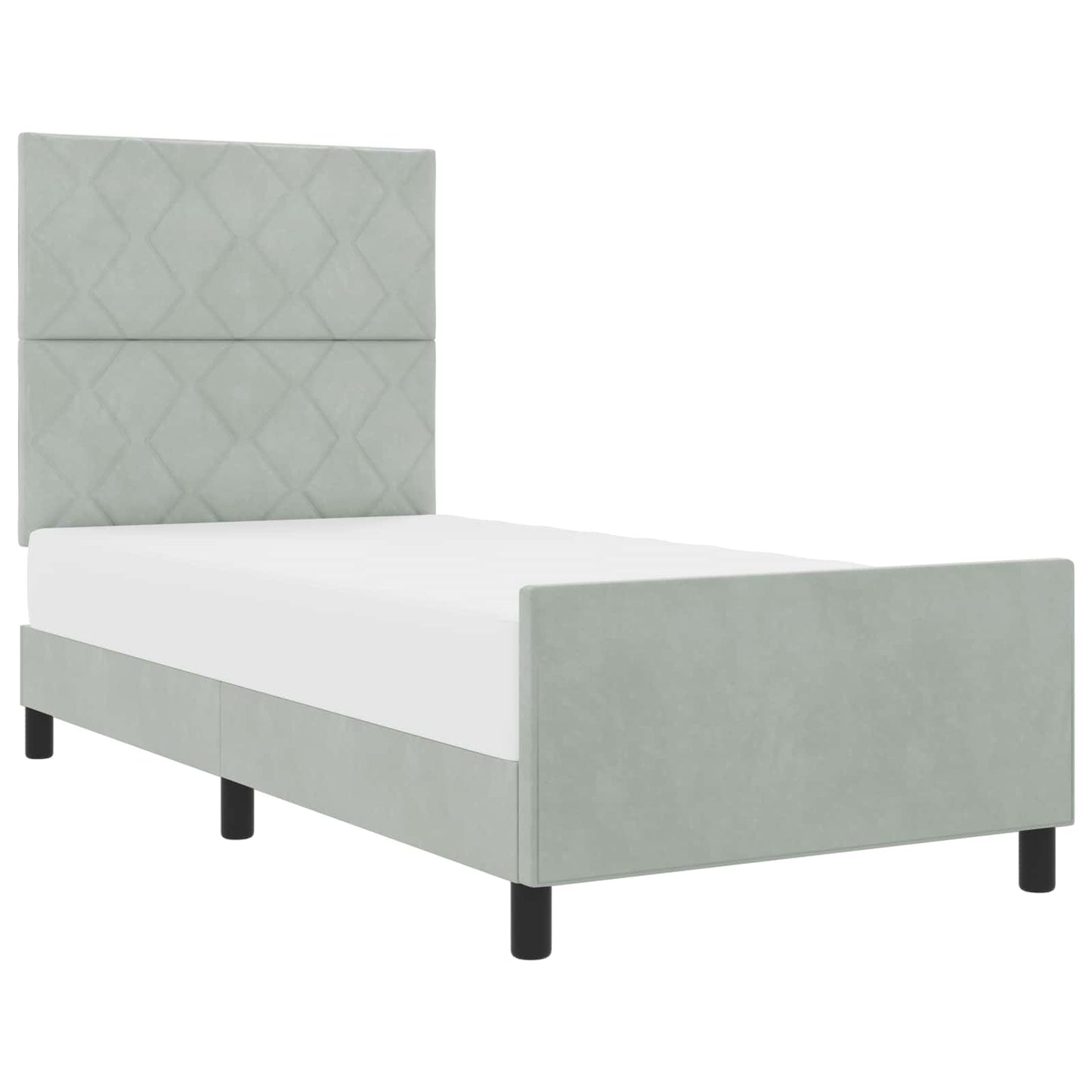 Boxspringbed met hoofdeinde Lichtgrijs 100 x 200 cm Fluweel