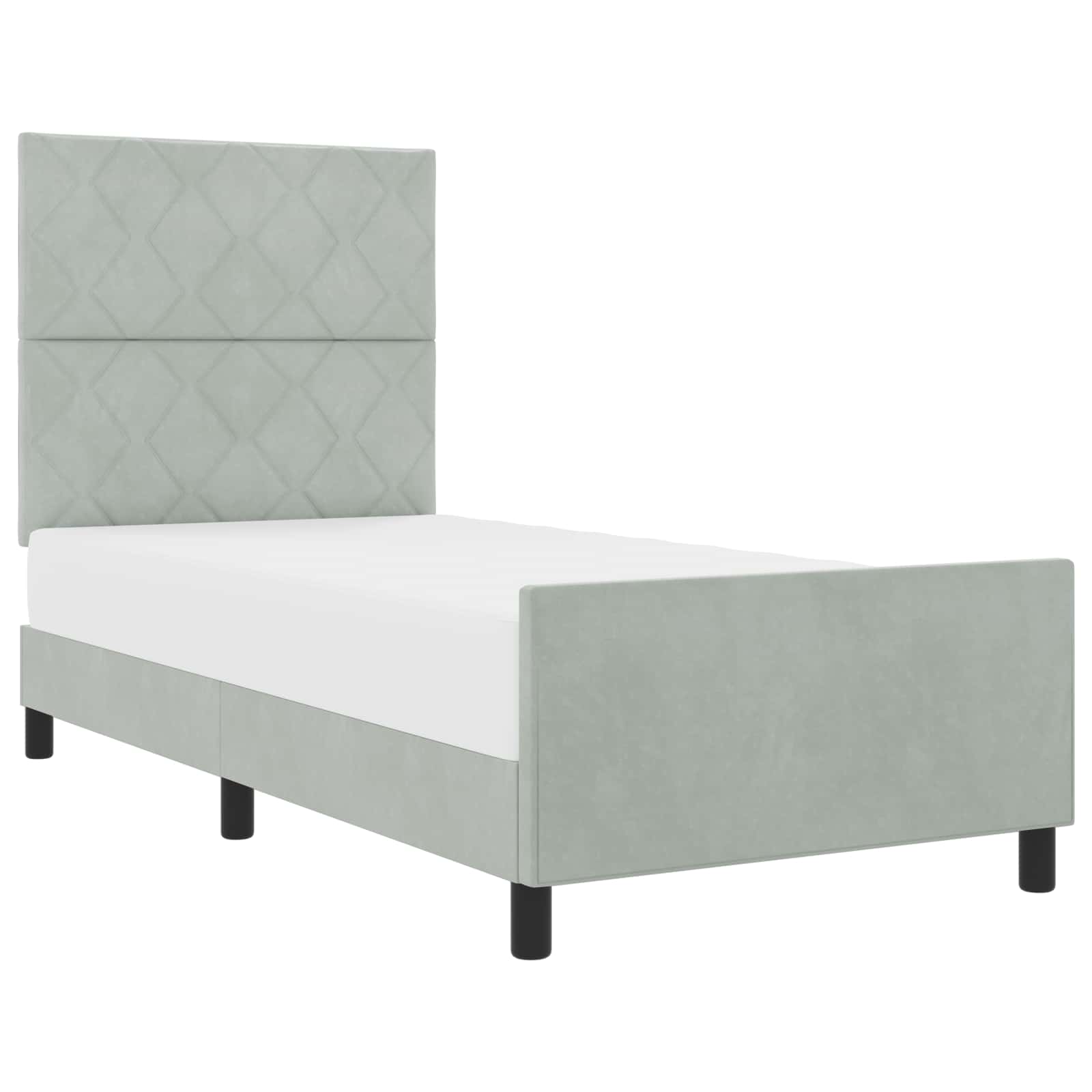 Boxspringbed met hoofdeinde Lichtgrijs 100 x 200 cm Fluweel