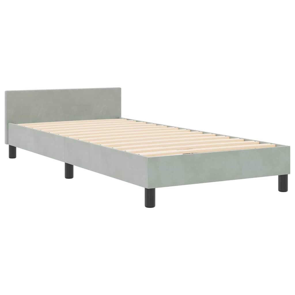 Boxspringbed met hoofdeinde Lichtgrijs 100 x 200 cm Fluweel