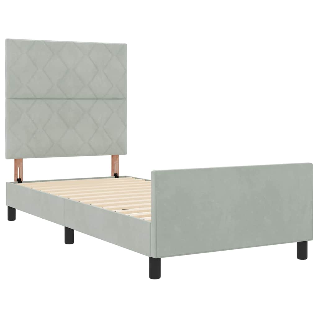 Boxspringbed met hoofdeinde Lichtgrijs 100 x 200 cm Fluweel