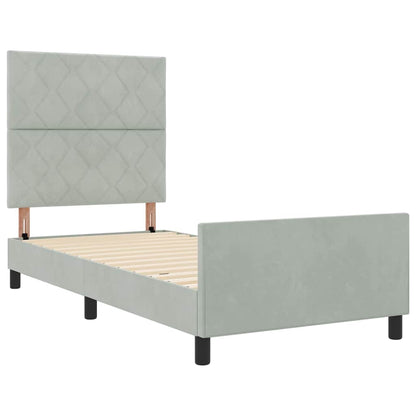 Boxspringbed met hoofdeinde Lichtgrijs 100 x 200 cm Fluweel