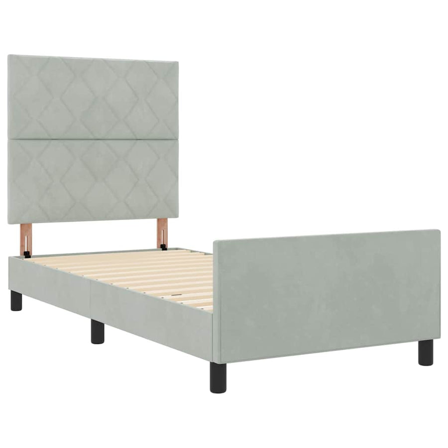 Boxspringbed met hoofdeinde Lichtgrijs 100 x 200 cm Fluweel