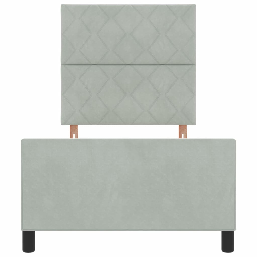 Boxspringbed met hoofdeinde Lichtgrijs 100 x 200 cm Fluweel