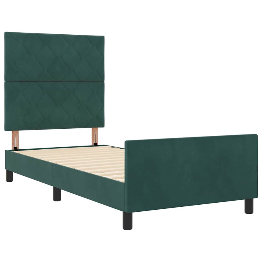 Boxspringbed met hoofdeinde Donkergroen 100 x 200 cm Fluweel