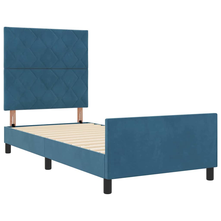 Boxspringbed met hoofdeinde Donkerblauw 100 x 200 cm Fluweel