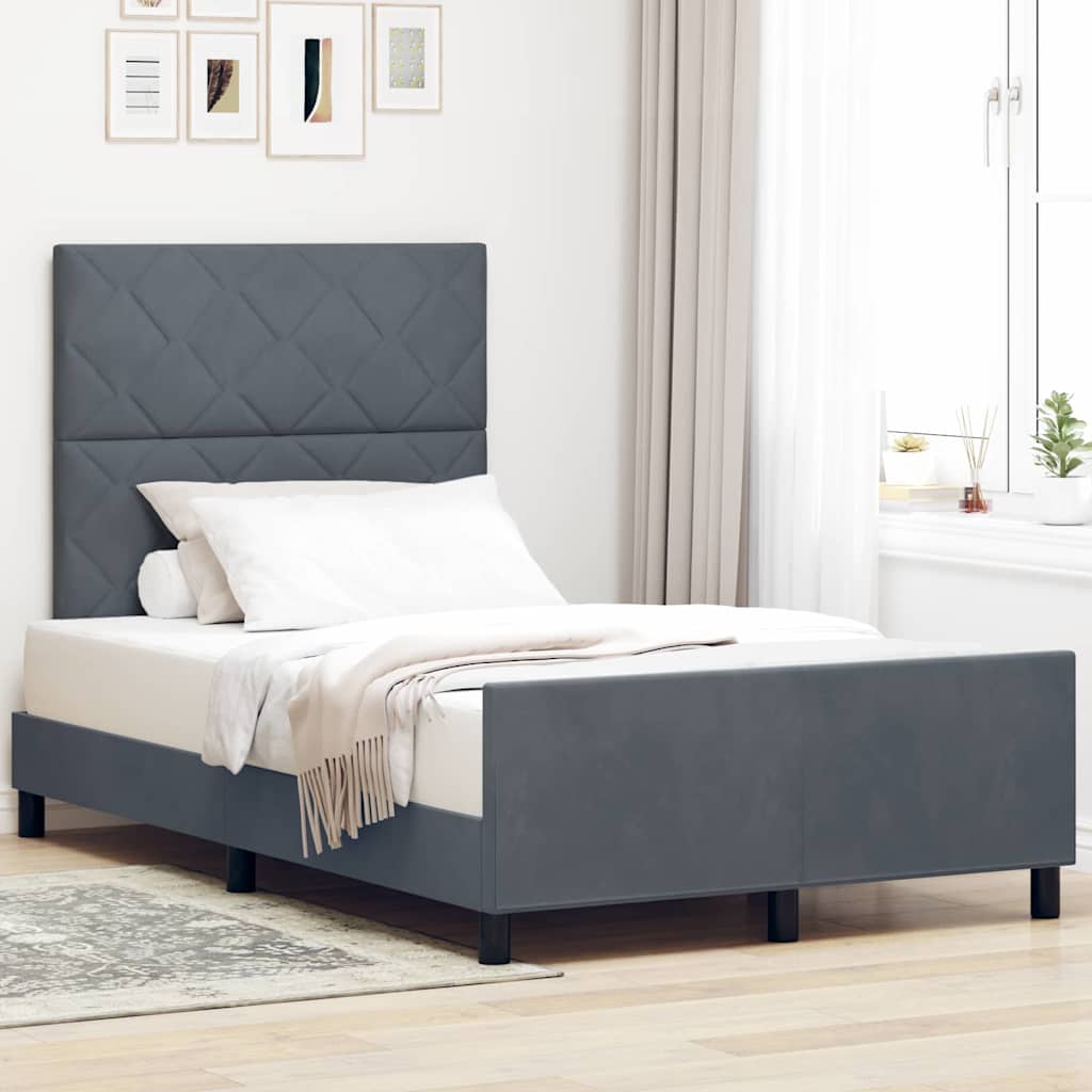 Boxspringbed met hoofdeinde Donkergrijs 120 x 190 cm Fluweel