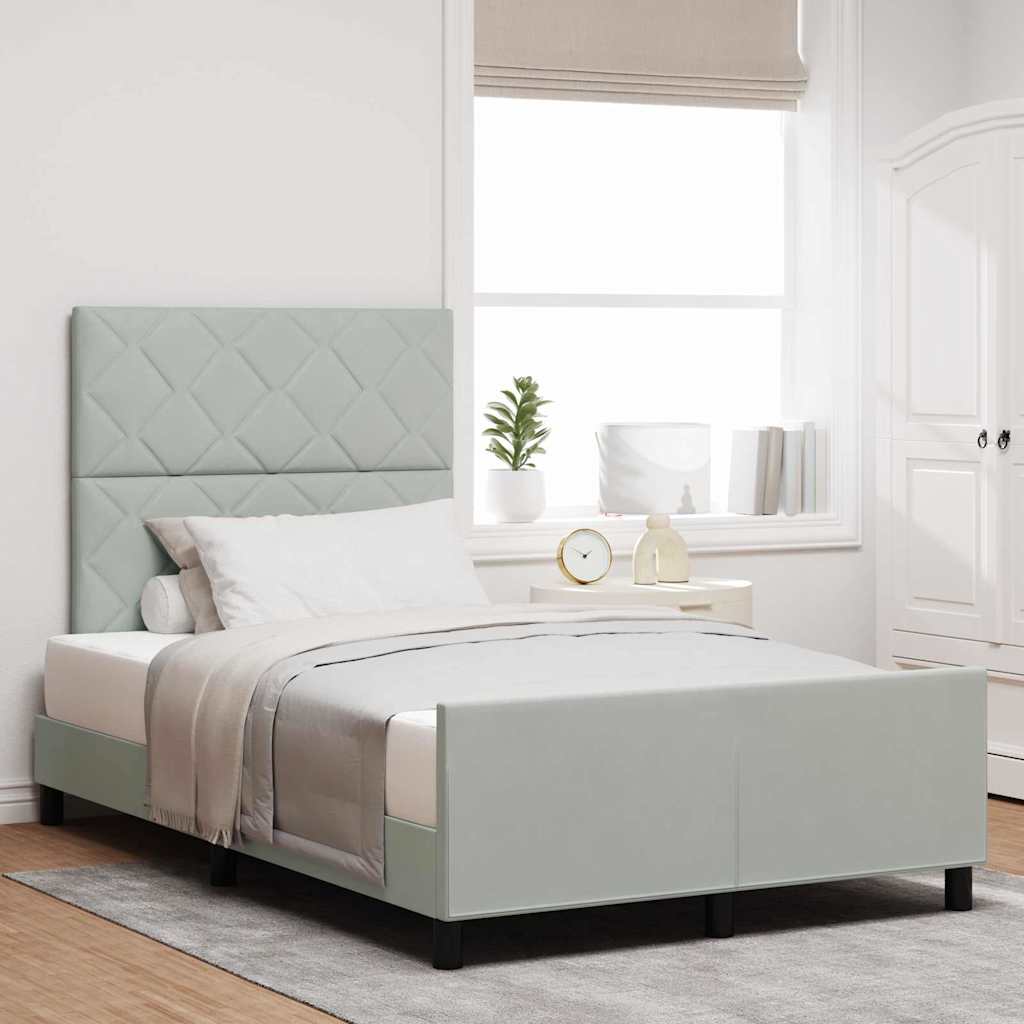 Boxspringbed met hoofdeinde Lichtgrijs 120 x 200 cm Fluweel