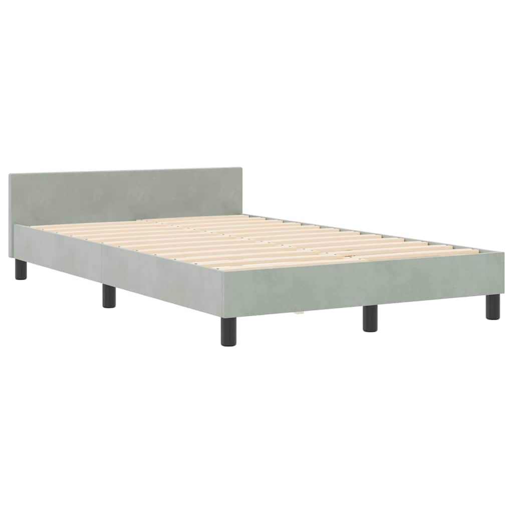 Boxspringbed met hoofdeinde Lichtgrijs 120 x 200 cm Fluweel