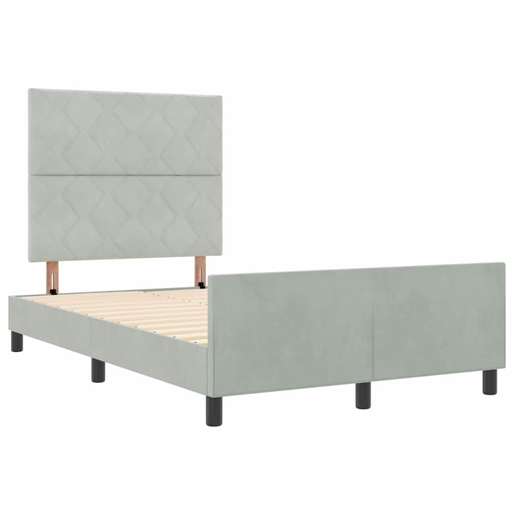 Boxspringbed met hoofdeinde Lichtgrijs 120 x 200 cm Fluweel