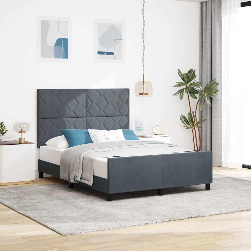 Boxspringbed met hoofdeinde Donkergrijs 140 x 190 cm Fluweel