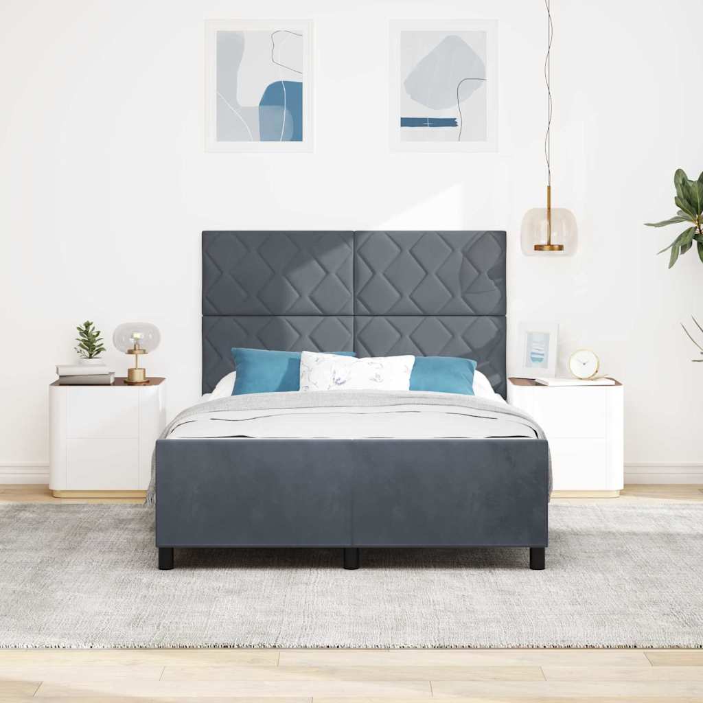 Boxspringbed met hoofdeinde Donkergrijs 140 x 190 cm Fluweel