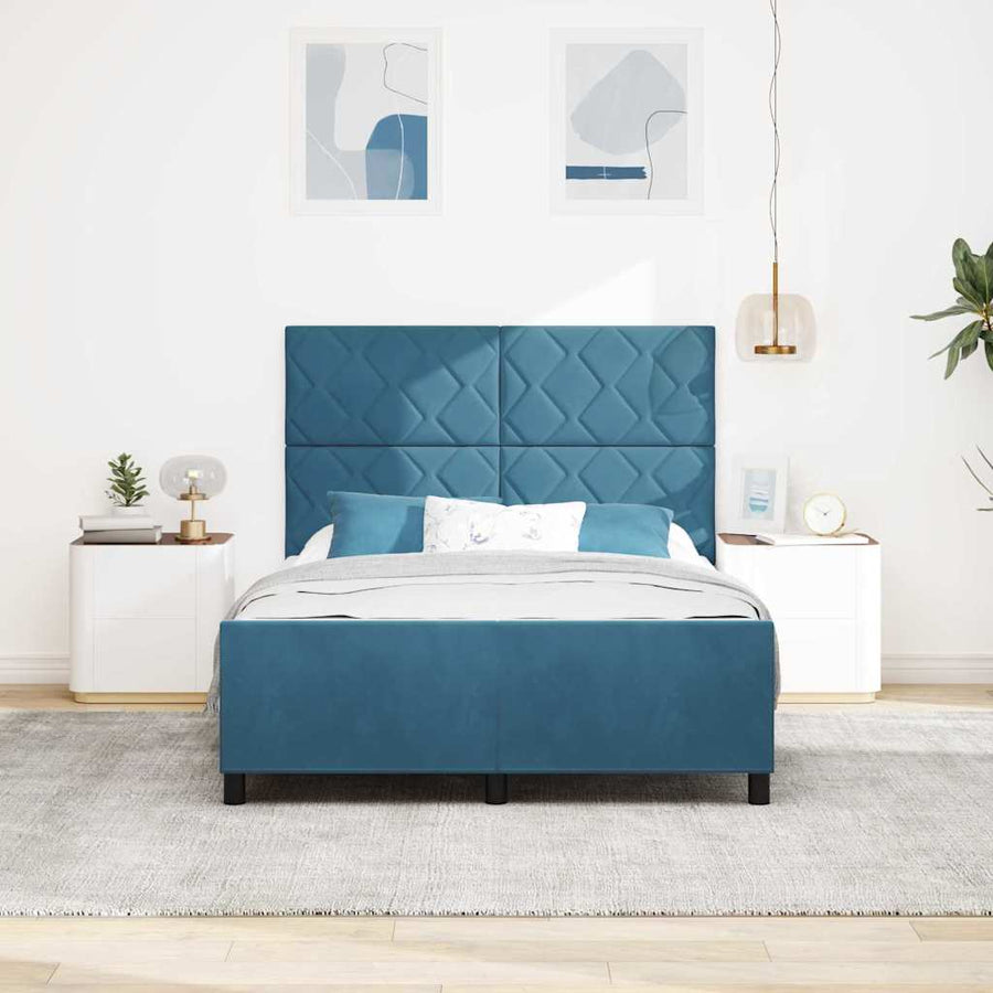 Boxspringbed met hoofdeinde Donkerblauw 140 x 200 cm Fluweel