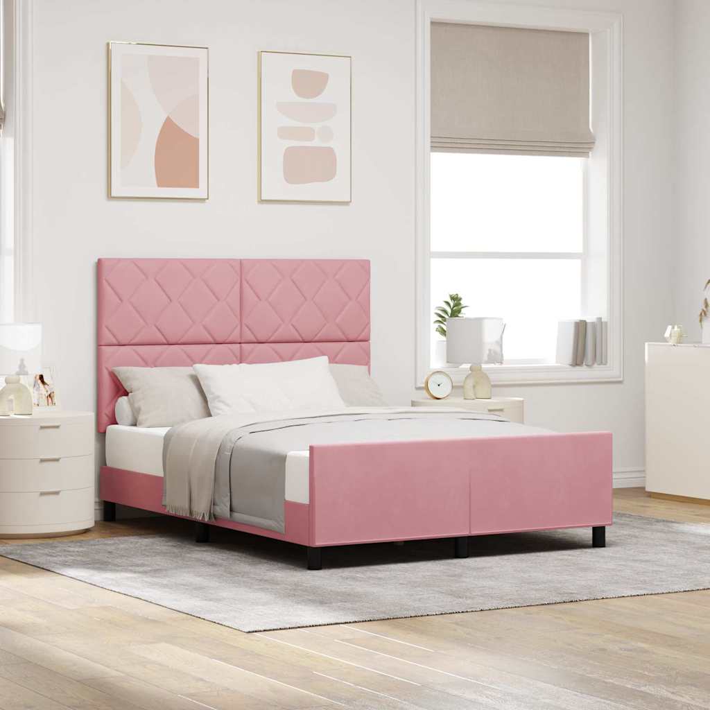 Boxspringbed met hoofdeinde Roze 140 x 200 cm Fluweel