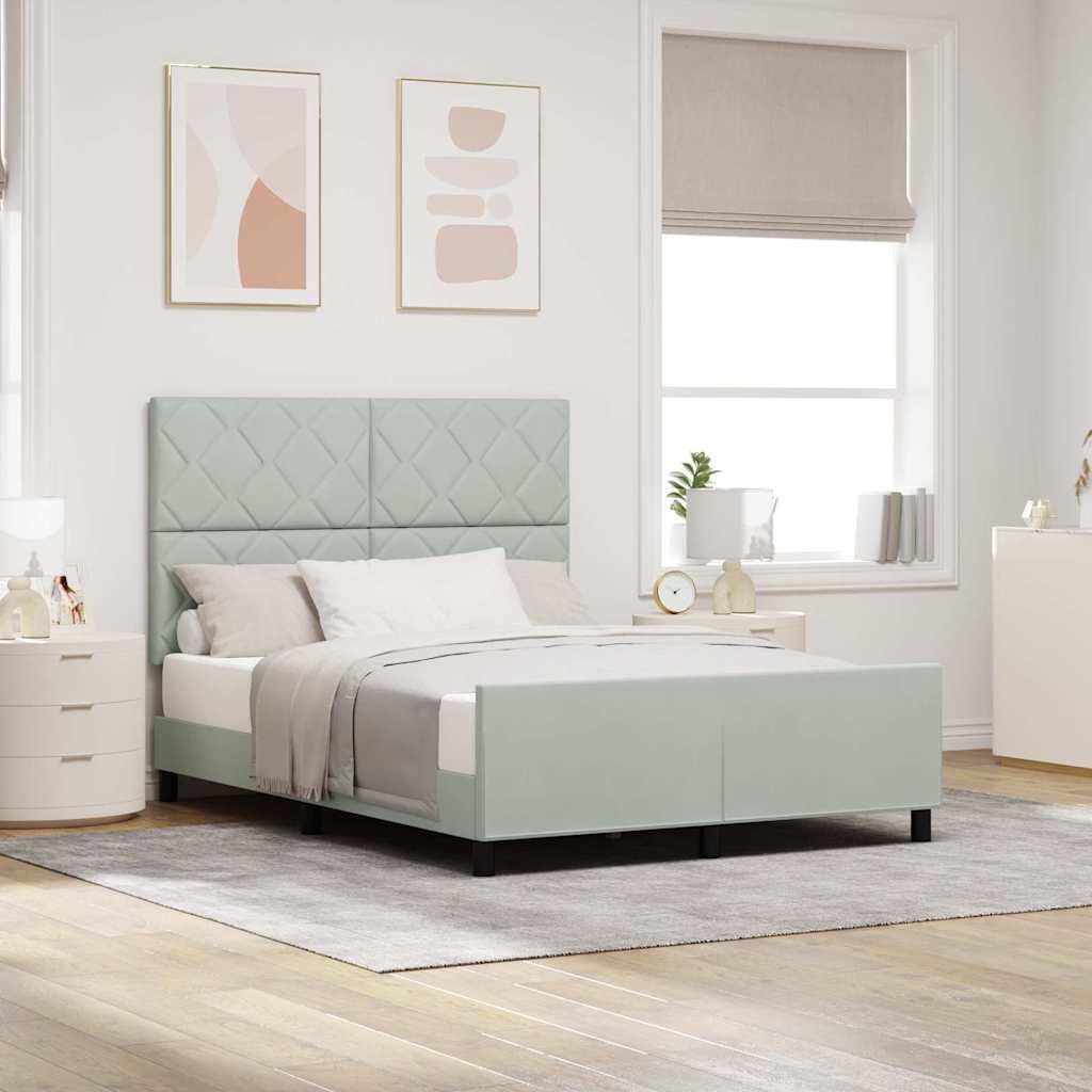 Boxspringbed met hoofdeinde Lichtgrijs 160 x 200 cm Fluweel