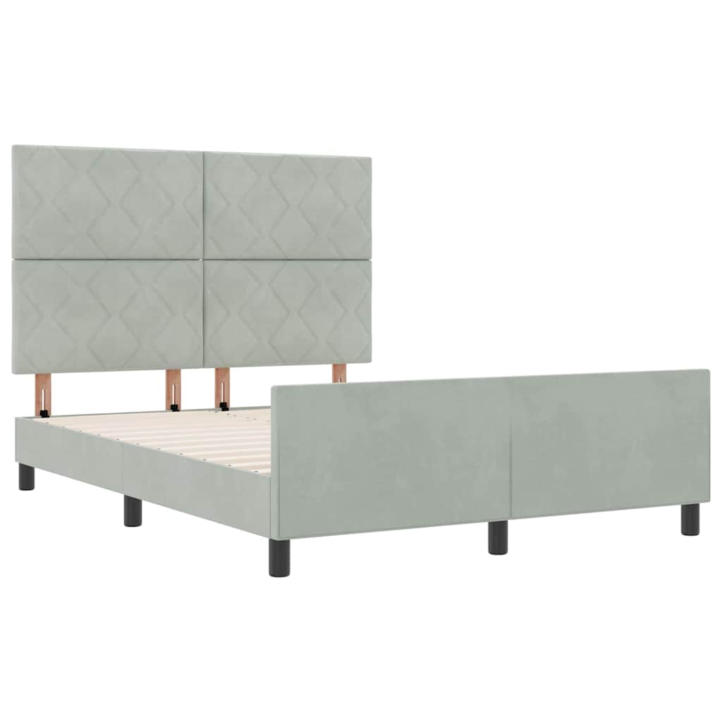 Boxspringbed met hoofdeinde Lichtgrijs 160 x 200 cm Fluweel
