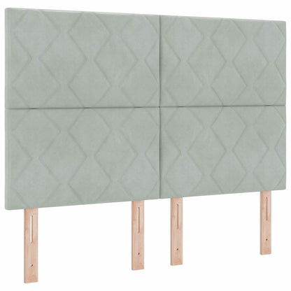 Boxspringbed met hoofdeinde Lichtgrijs 160 x 200 cm Fluweel