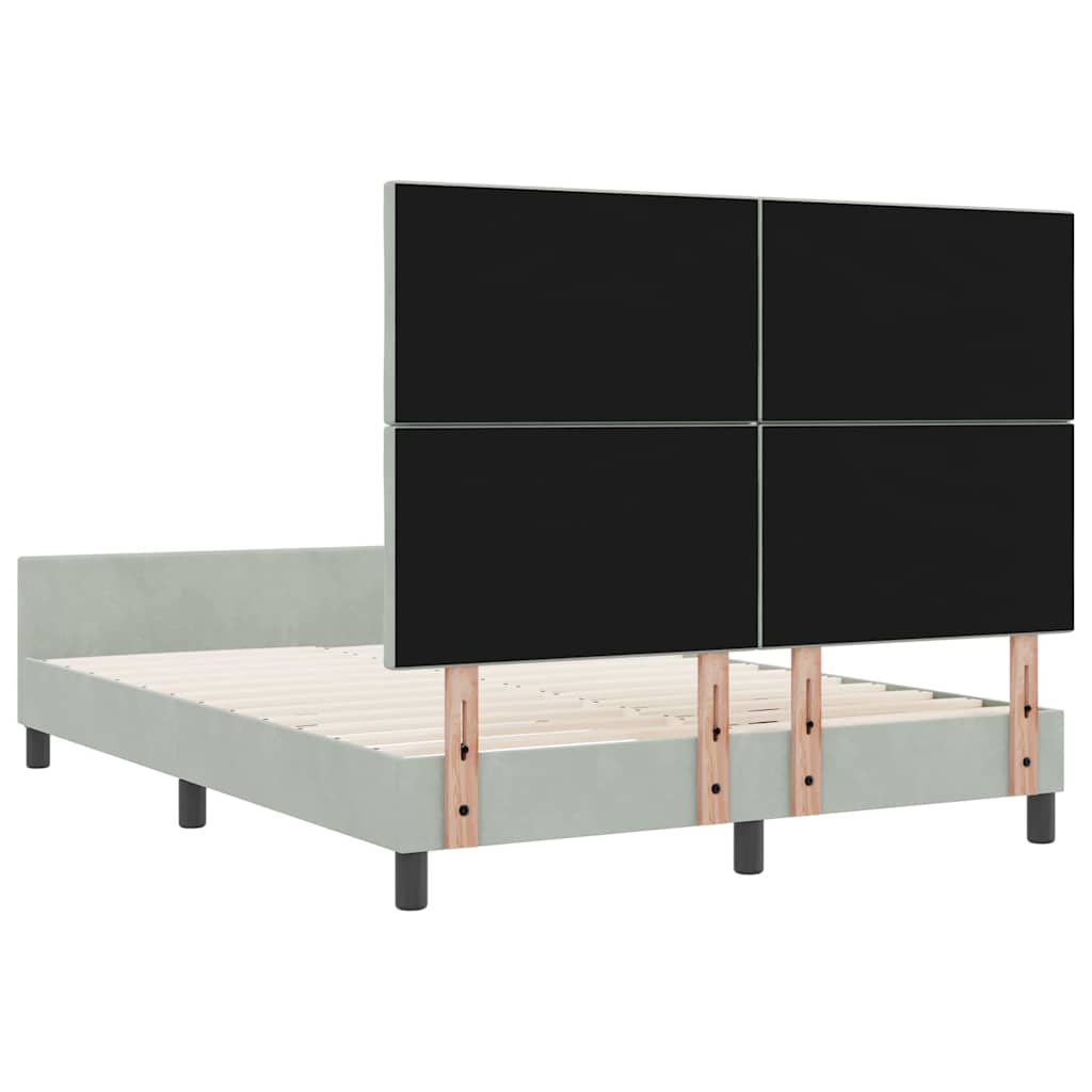 Boxspringbed met hoofdeinde Lichtgrijs 160 x 200 cm Fluweel