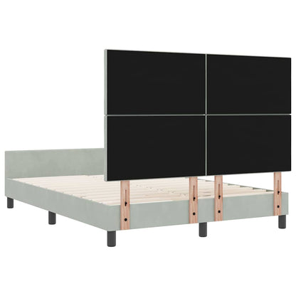 Boxspringbed met hoofdeinde Lichtgrijs 160 x 200 cm Fluweel