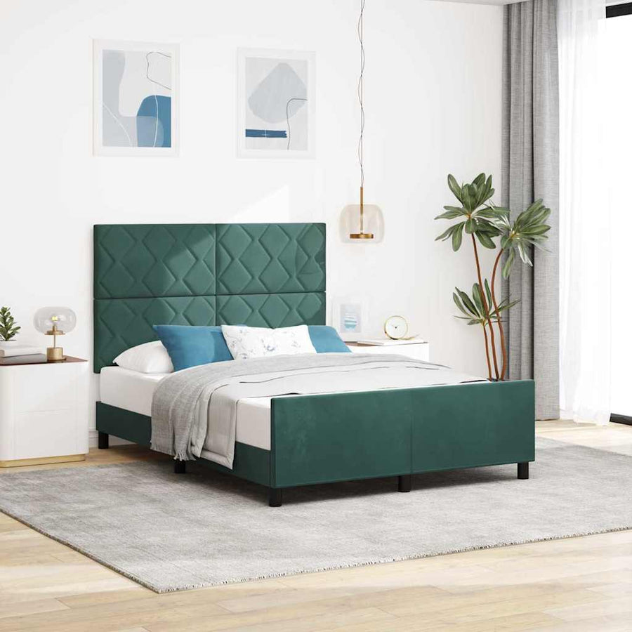 Boxspringbed met hoofdeinde Donkergroen 160 x 200 cm Fluweel
