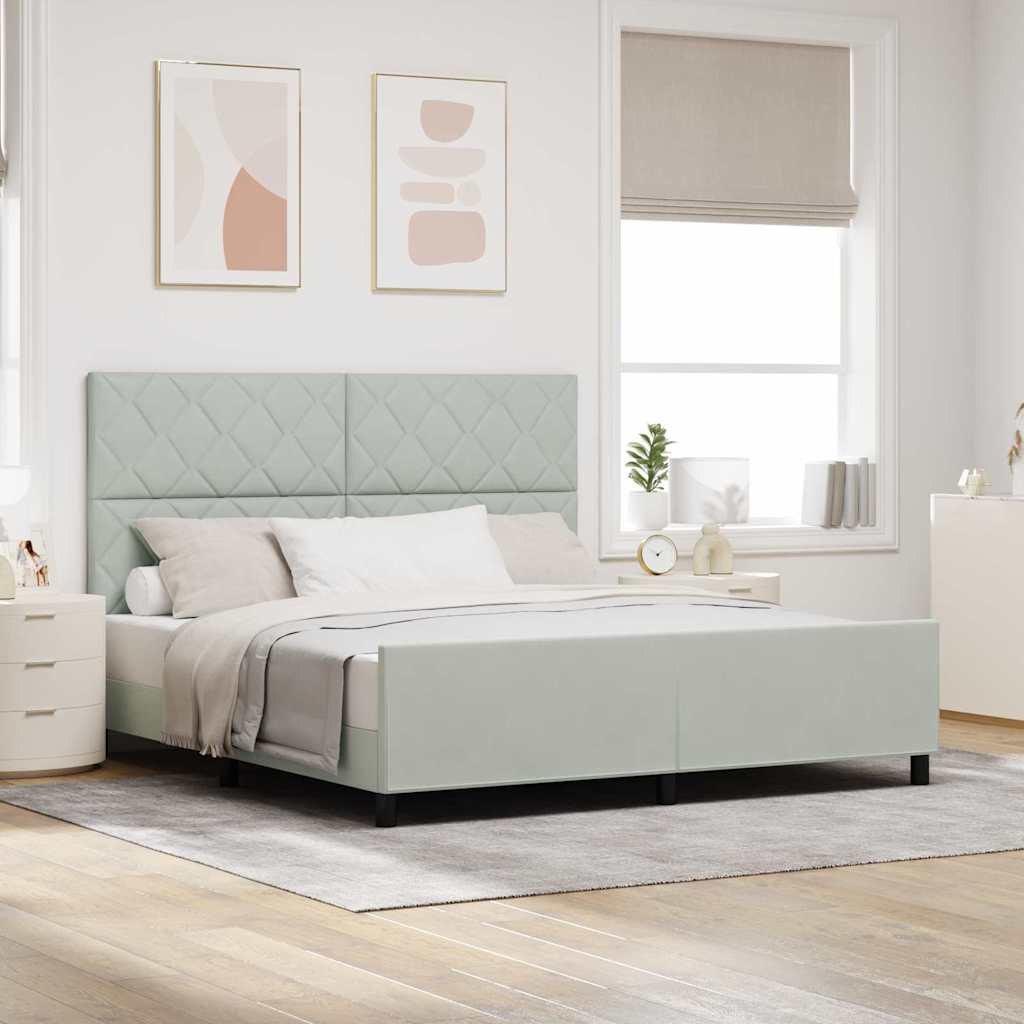 Boxspringbed met hoofdeinde Lichtgrijs 180 x 200 cm Fluweel