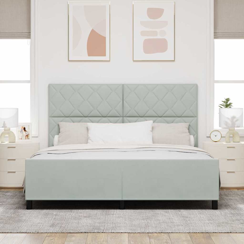Boxspringbed met hoofdeinde Lichtgrijs 180 x 200 cm Fluweel