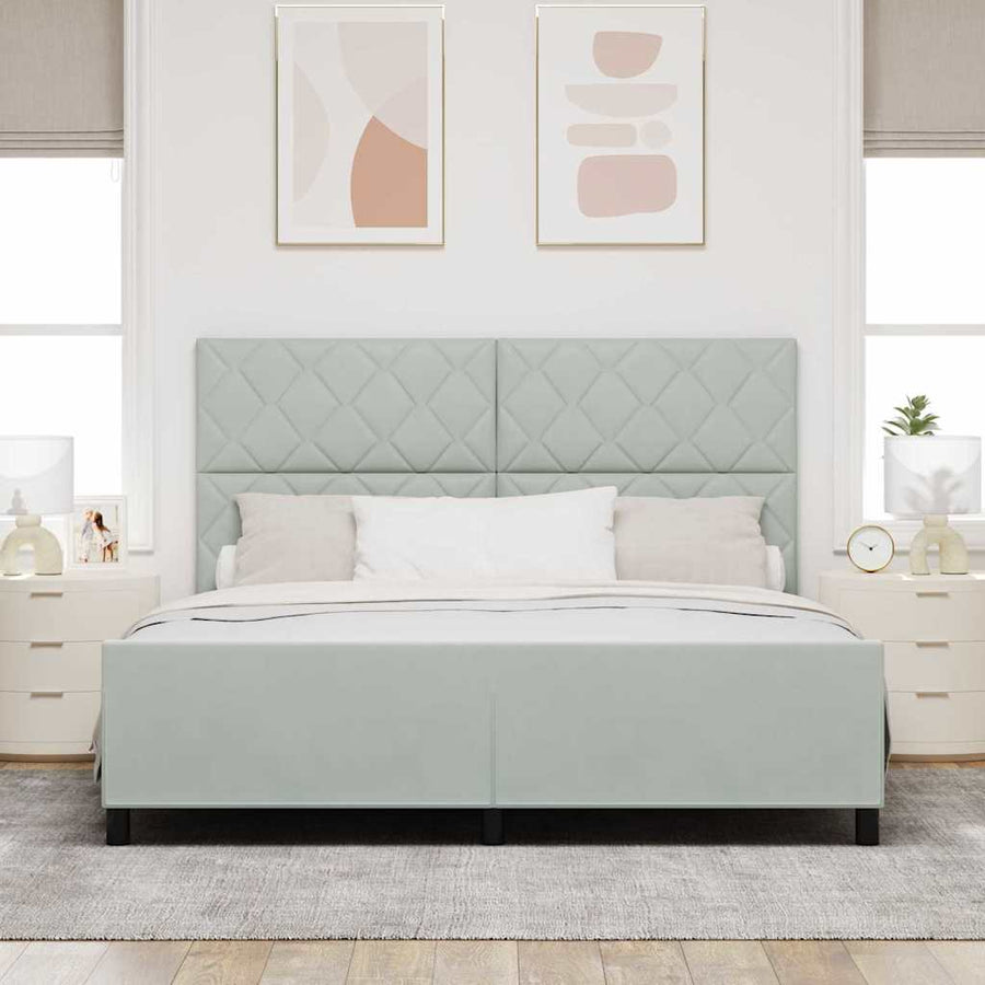 Boxspringbed met hoofdeinde Lichtgrijs 180 x 200 cm Fluweel