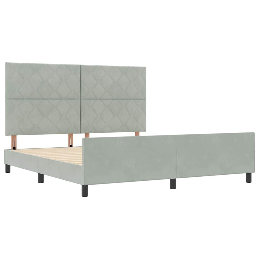 Boxspringbed met hoofdeinde Lichtgrijs 180 x 200 cm Fluweel