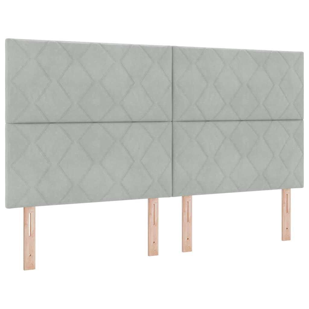 Boxspringbed met hoofdeinde Lichtgrijs 180 x 200 cm Fluweel