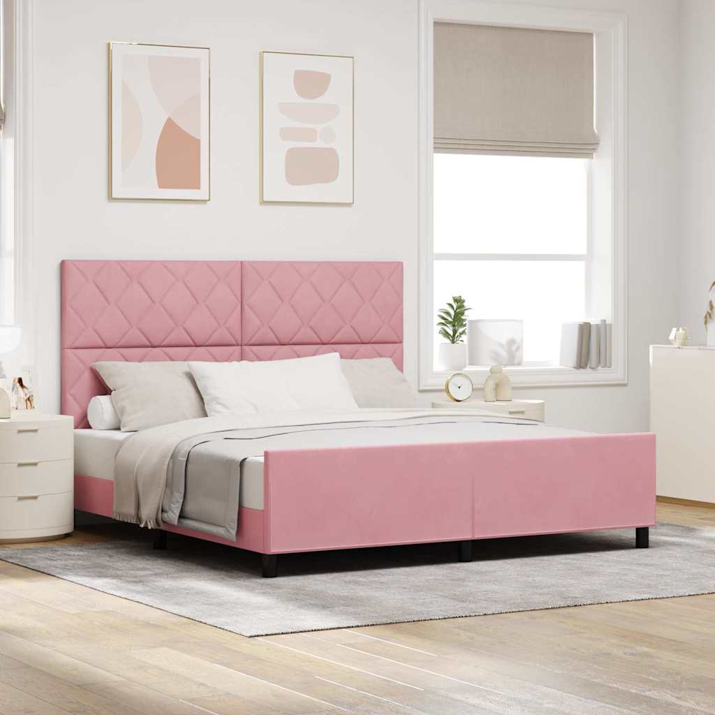 Boxspringbed met hoofdeinde Roze 180 x 200 cm Fluweel