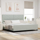Boxspringbed 200x200 cm lichtgrijs fluweel hoofdeinde