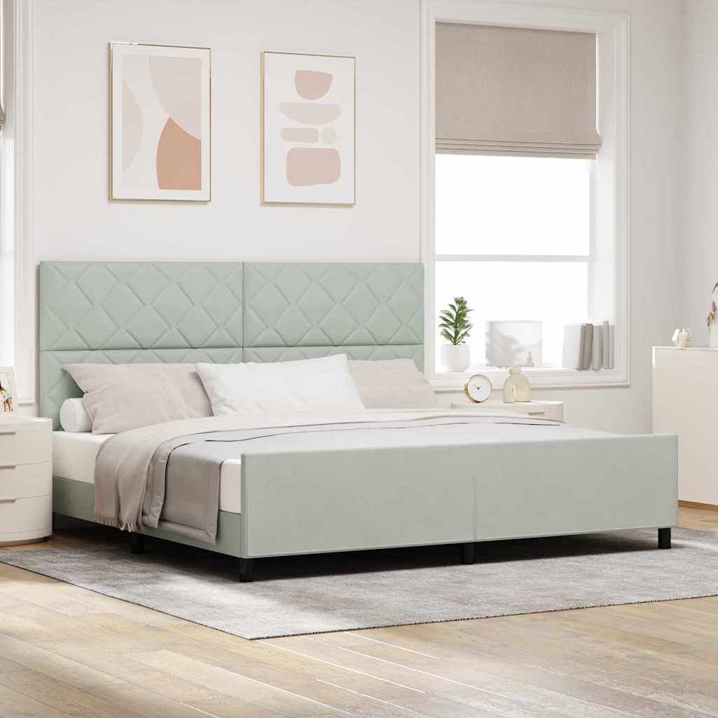 Boxspringbed met hoofdeinde Lichtgrijs 200 x 200 cm Fluweel