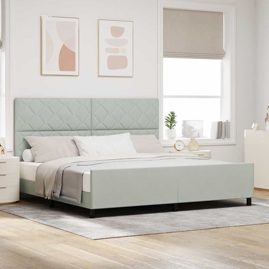 Boxspringbed met hoofdeinde Lichtgrijs 200 x 200 cm Fluweel