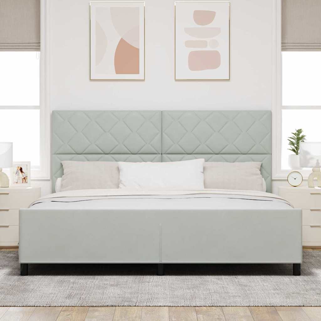 Boxspringbed met hoofdeinde Lichtgrijs 200 x 200 cm Fluweel