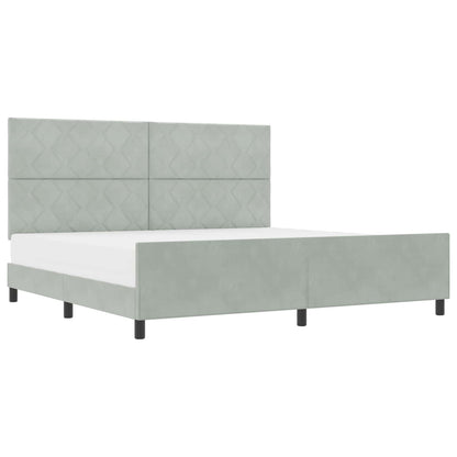 Boxspringbed met hoofdeinde Lichtgrijs 200 x 200 cm Fluweel
