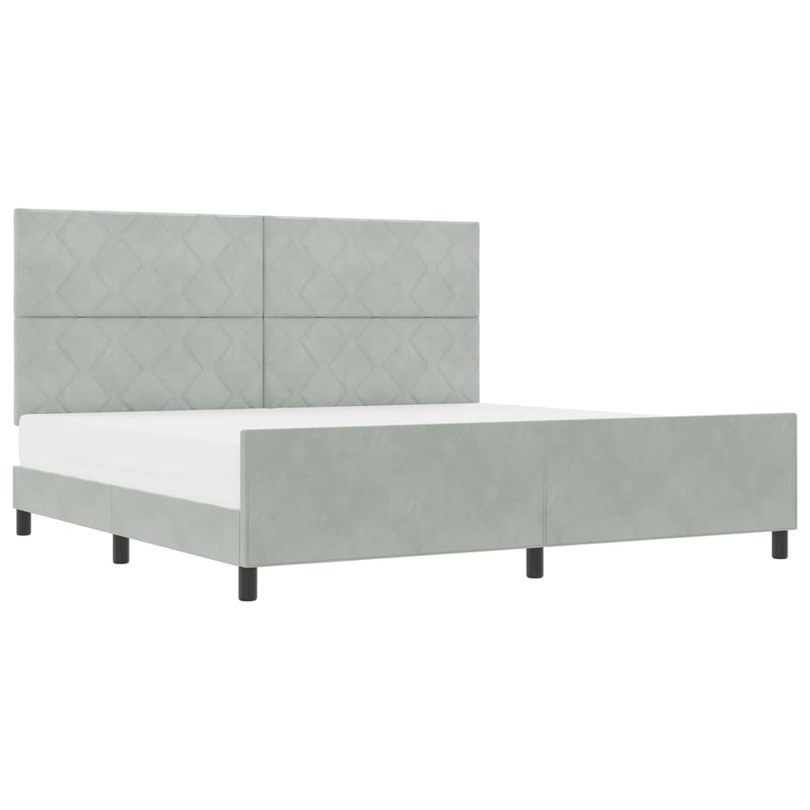 Boxspringbed met hoofdeinde Lichtgrijs 200 x 200 cm Fluweel
