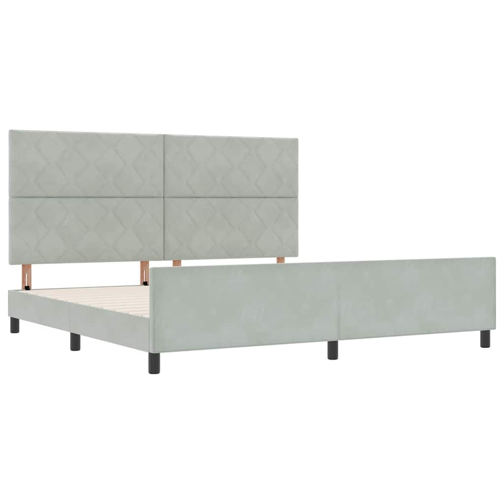 Boxspringbed met hoofdeinde Lichtgrijs 200 x 200 cm Fluweel