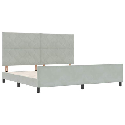 Boxspringbed met hoofdeinde Lichtgrijs 200 x 200 cm Fluweel