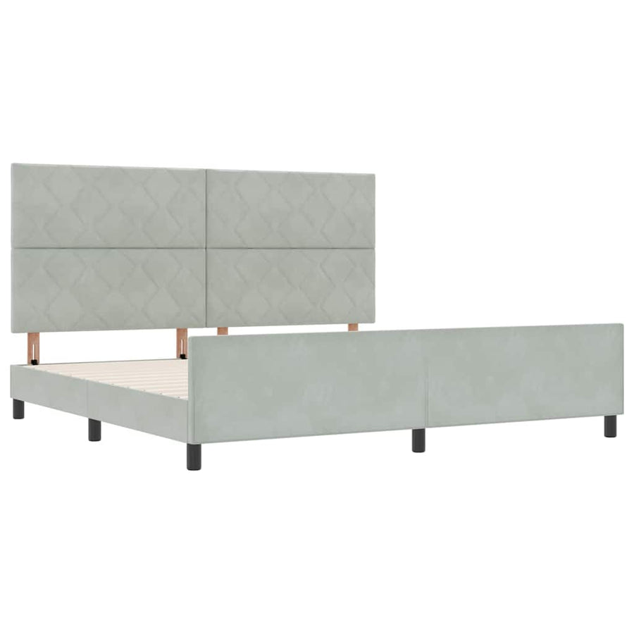 Boxspringbed met hoofdeinde Lichtgrijs 200 x 200 cm Fluweel