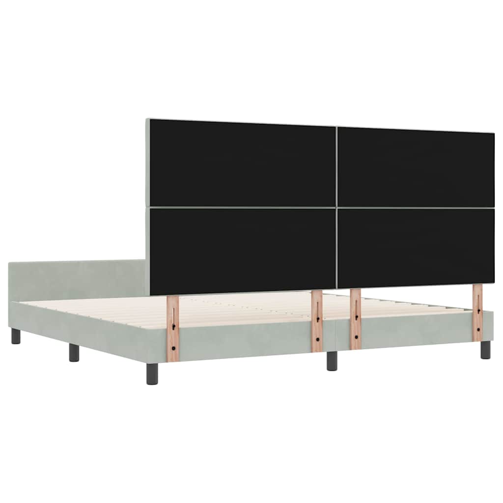 Boxspringbed met hoofdeinde Lichtgrijs 200 x 200 cm Fluweel